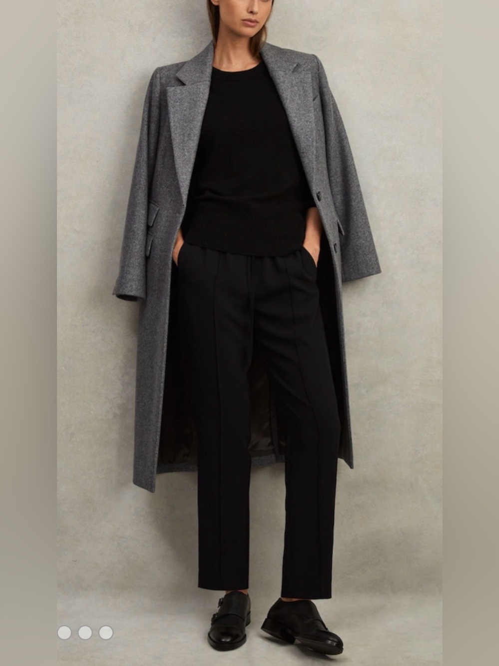 Reiss Black Straight-Leg Dress Trousers